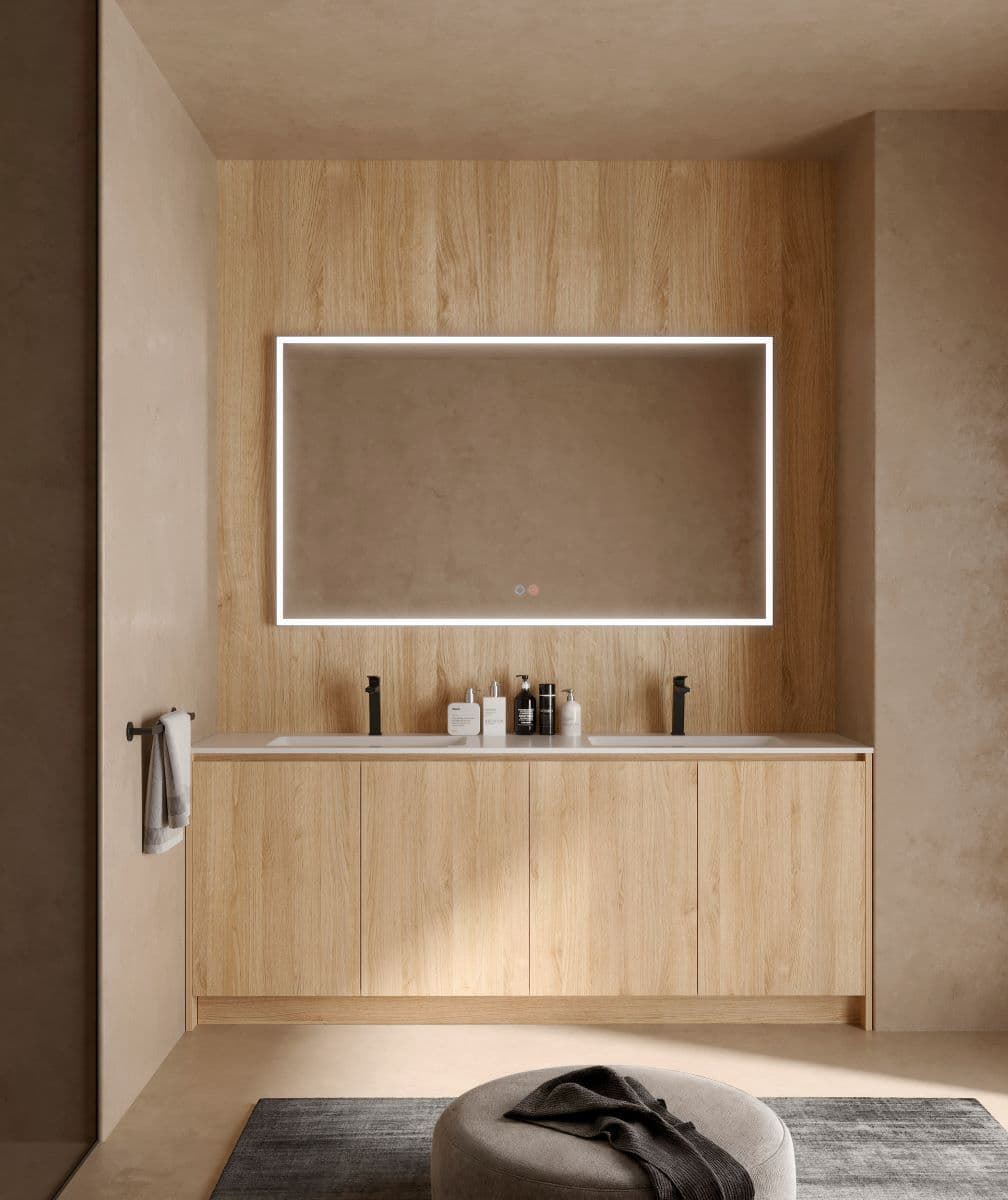 Espejo cuadrado LED luz frontal a través del arenado modelo SUIZA 140 X 60 cm - Imagen 2