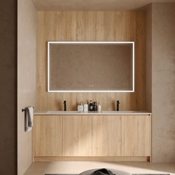 Espejo cuadrado LED luz frontal a través del arenado modelo SUIZA 140 X 60 cm - Imagen 2