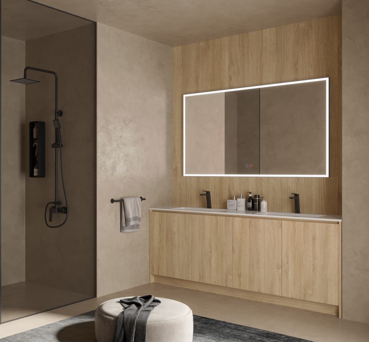 Espejo cuadrado LED luz frontal a través del arenado modelo SUIZA 140 X 60 cm - Imagen 3