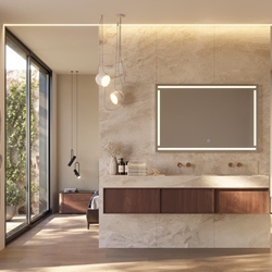 Espejo cuadrado LED luz frontal a través del arenado modelo VIENA - Imagen 1