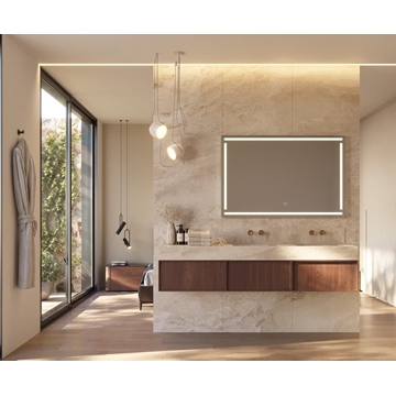 Espejo cuadrado LED luz frontal a través del arenado modelo VIENA - Imagen 1