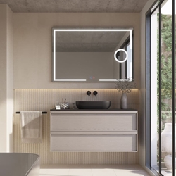 Espejo cuadrado LED luz frontal modelo MALTA con espejo de aumento x5 - Imagen 1