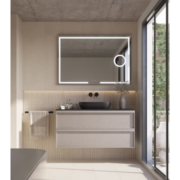 Espejo cuadrado LED luz frontal modelo MALTA con espejo de aumento x5 - Imagen 1