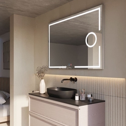 Espejo cuadrado LED luz frontal modelo MALTA con espejo de aumento x5 - Imagen 2