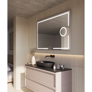 Espejo cuadrado LED luz frontal modelo MALTA con espejo de aumento x5 - Imagen 2