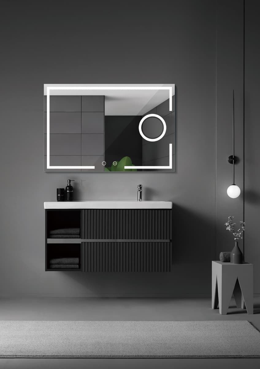 Espejo cuadrado LED luz frontal modelo MALTA con espejo de aumento x5 - Imagen 4