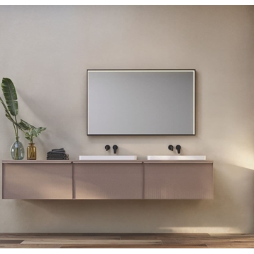 Espejo cuadrado LED luz perimetral en el interior del marco modelo ABILITY negro mate - Imagen 2