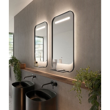 Espejo cuadrado LED luz retroiluminada con salida frontal,Cargador Wireless integrado modelo CONCEPT - Imagen 1