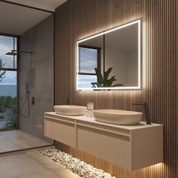 Espejo cuadrado LED luz retroiluminada con salida frontal modelo FRANCIA 60x80 cm - Imagen 2