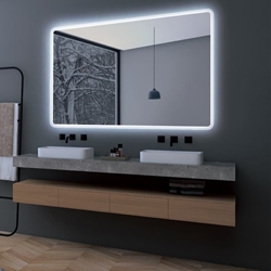 Espejo cuadrado LED luz retroiluminada con salida frontal modelo PRAGA - Imagen 1