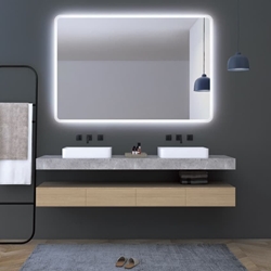 Espejo cuadrado LED luz retroiluminada con salida frontal modelo PRAGA - Imagen 2