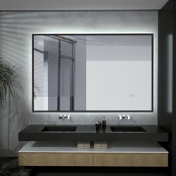 Espejo cuadrado LED luz retroiluminada modelo CALIFORNIA black gun metal - Imagen 1