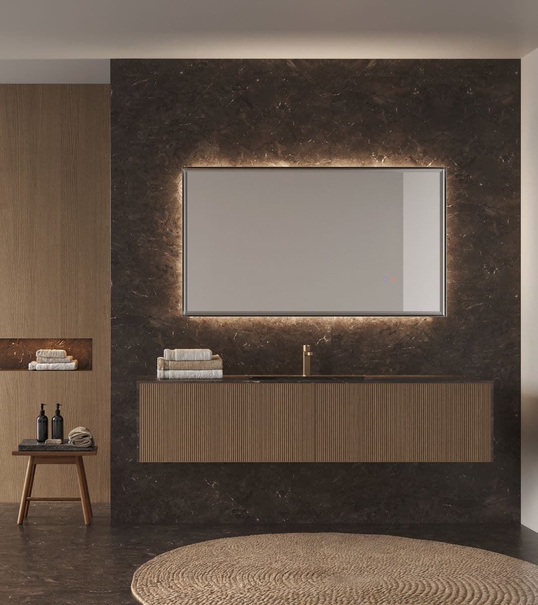 Espejo cuadrado LED luz retroiluminada modelo CALIFORNIA negro mate - Imagen 1