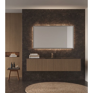 Espejo cuadrado LED luz retroiluminada modelo CALIFORNIA negro mate - Imagen 1