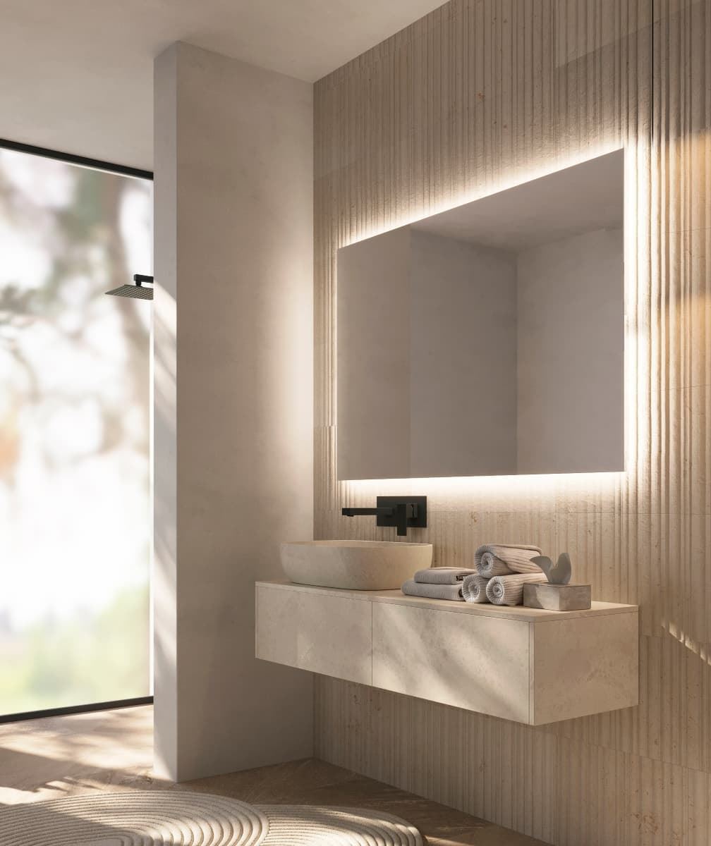 Espejo cuadrado LED luz retroiluminada modelo SUECIA 60 X 80 CM - Imagen 2