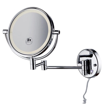 Espejo de pared aumento 5x con luz acabado cromo - Imagen 1