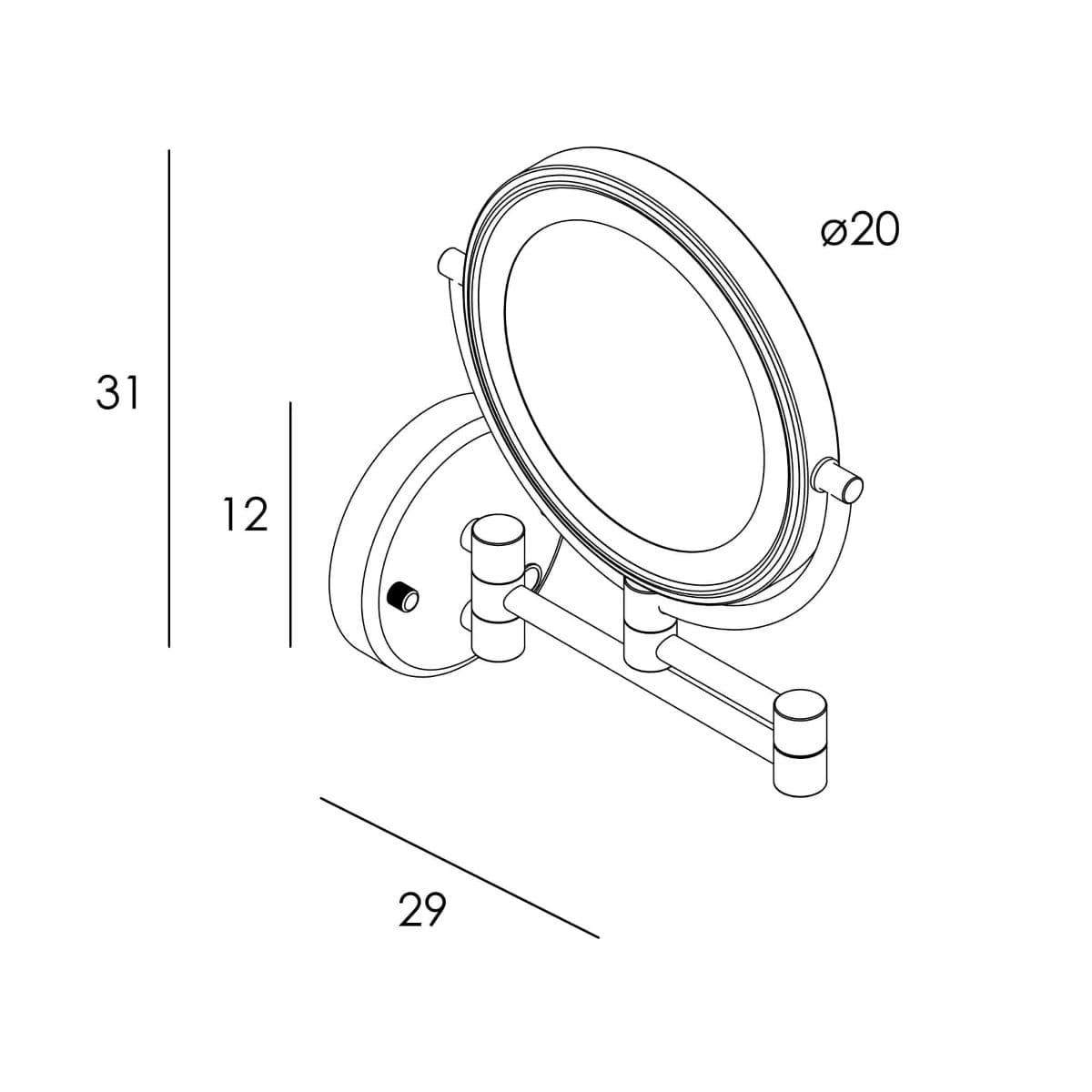 Espejo de pared aumento 5x con luz acabado latón envejecido - Imagen 2