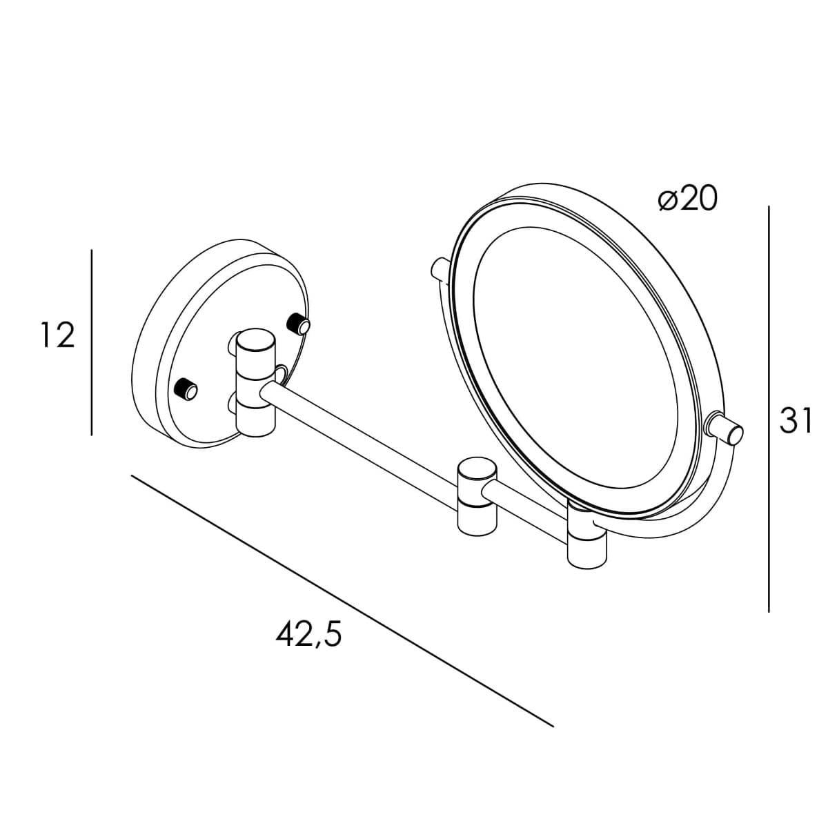Espejo de pared aumento 5x con luz acabado latón envejecido - Imagen 3