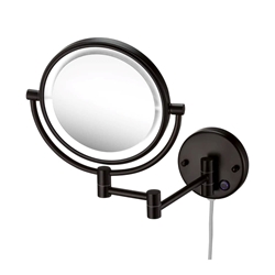 Espejo de pared aumento 5x con luz acabado negro mate - Imagen 1