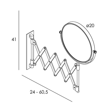 Espejo de pared aumento 5x extensible acabado cromo - Imagen 2