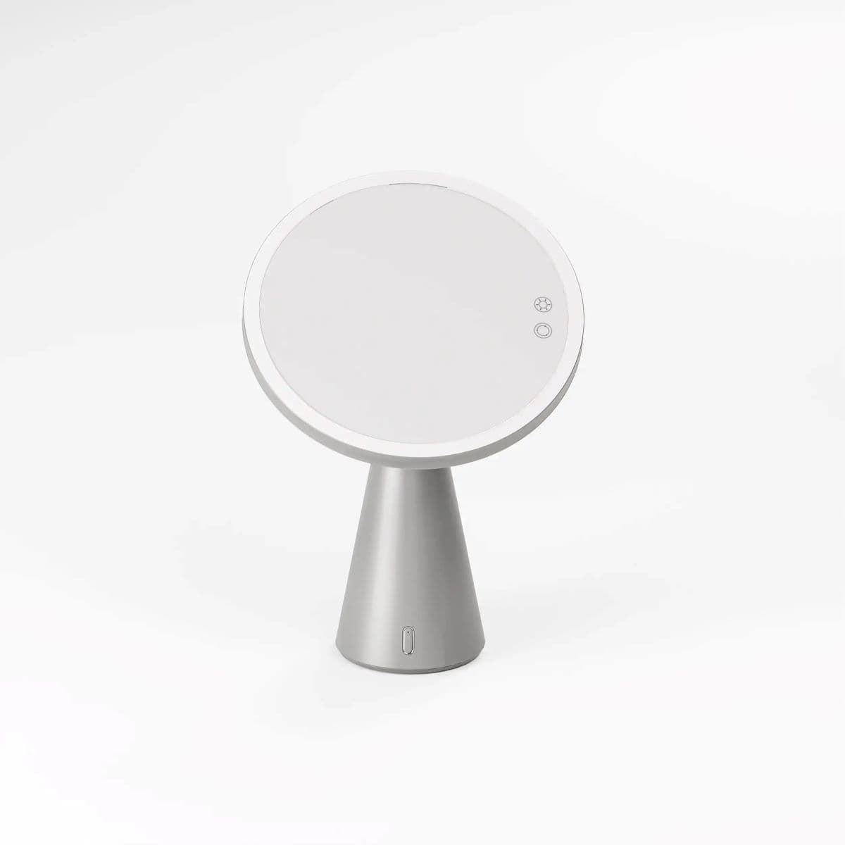 Espejo de sobremesa con bluetooth convertible en lampara de noche acabado plata - Imagen 1