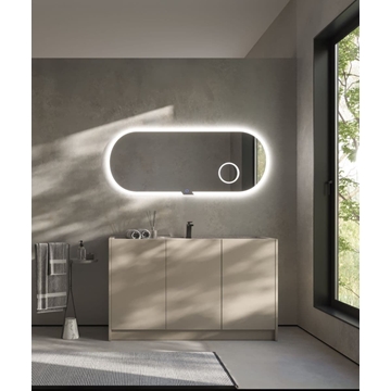 Espejo elíptico LED luz en marco modelo INDIANA 100X50 cm con espejo de aumento x3 - Imagen 2