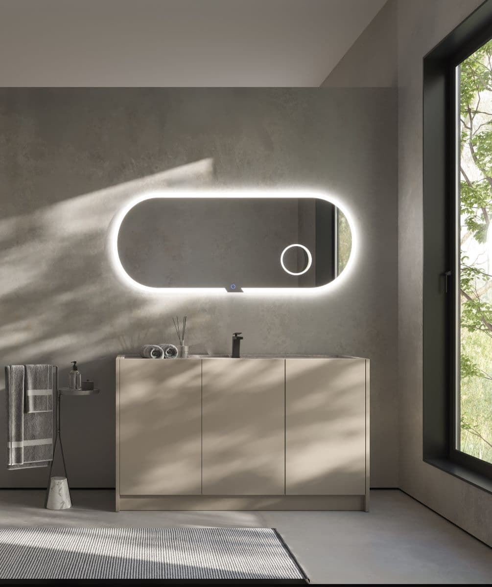 Espejo elíptico LED luz en marco modelo INDIANA 120X60 cm con espejo de aumento x3 - Imagen 2