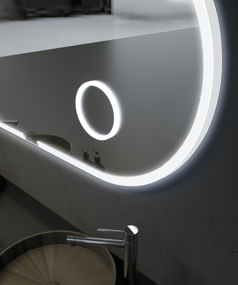 Espejo elíptico LED luz en marco modelo INDIANA 140X70 cm con espejo de aumento x3 - Imagen 4