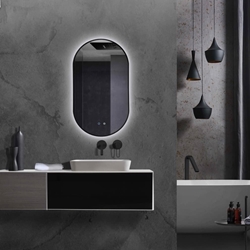 Espejo elíptico LED luz retroiluminada modelo TOKIO 50x90cm acabado negro mate - Imagen 1