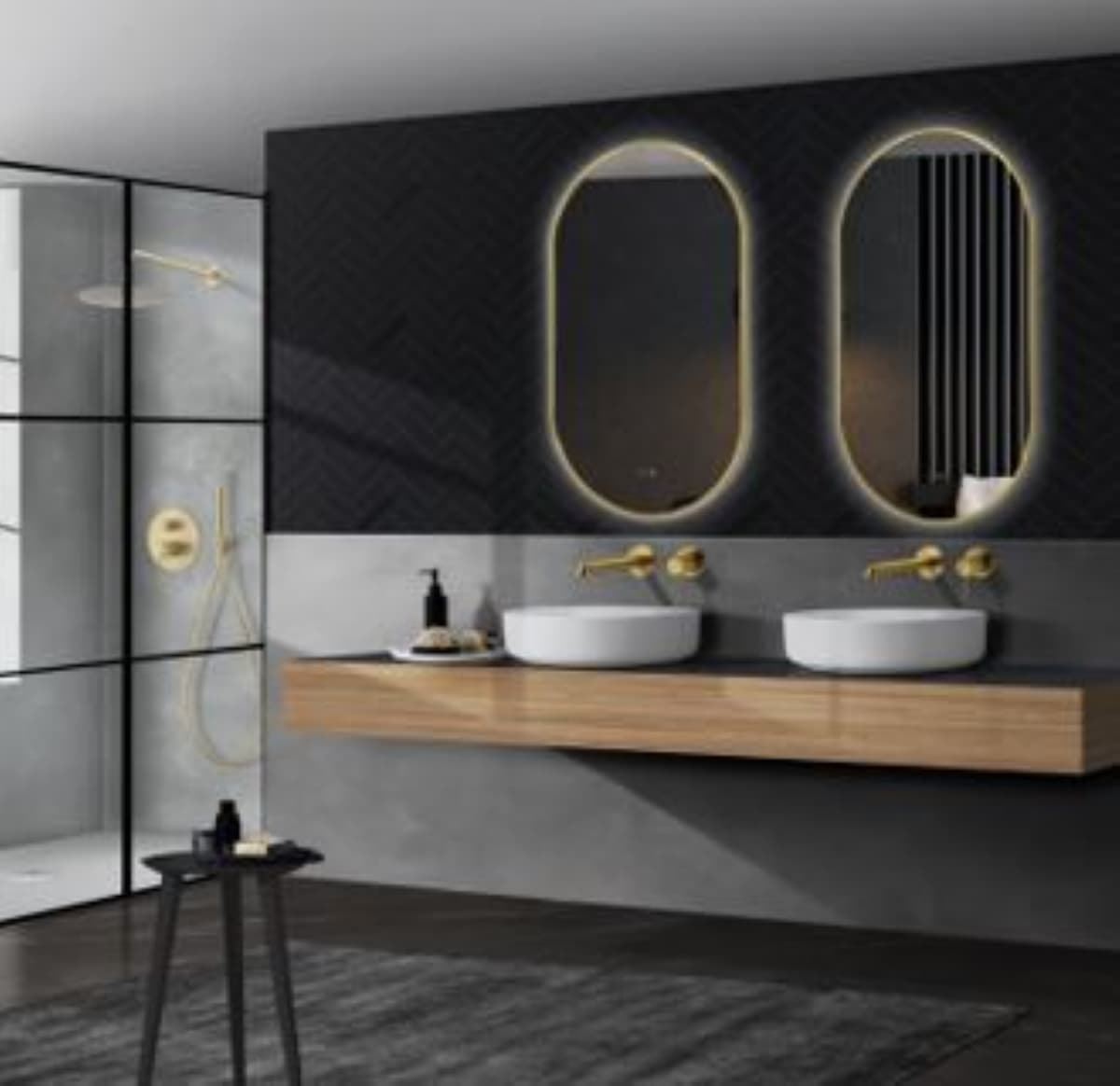 Espejo elíptico LED luz retroiluminada modelo TOKIO 50x90cm acabado oro cepillado - Imagen 1