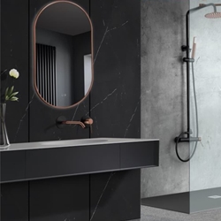 Espejo elíptico LED luz retroiluminada modelo TOKIO 50x90cm acabado oro rosa cepillado - Imagen 1