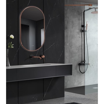 Espejo elíptico LED luz retroiluminada modelo TOKIO 50x90cm acabado oro rosa cepillado - Imagen 1