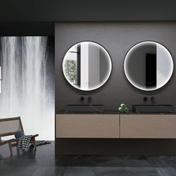 Espejo LED luz perimetral en el interior del marco modelo NEPAL 80 cm de diametro acabado negro mate - Imagen 1