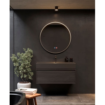 Espejo LED luz perimetral en el interior del marco modelo NEPAL 80 cm de diametro acabado negro mate - Imagen 2