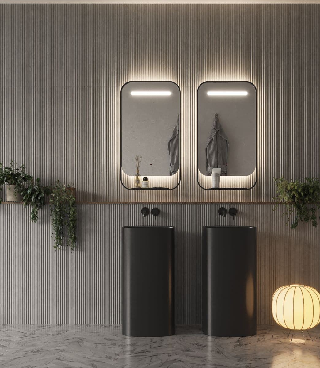 Espejo LED luz retroiluminada con salida frontal,Cargador Wireless integrado modelo CONCEPT - Imagen 2