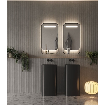 Espejo LED luz retroiluminada con salida frontal,Cargador Wireless integrado modelo CONCEPT - Imagen 2