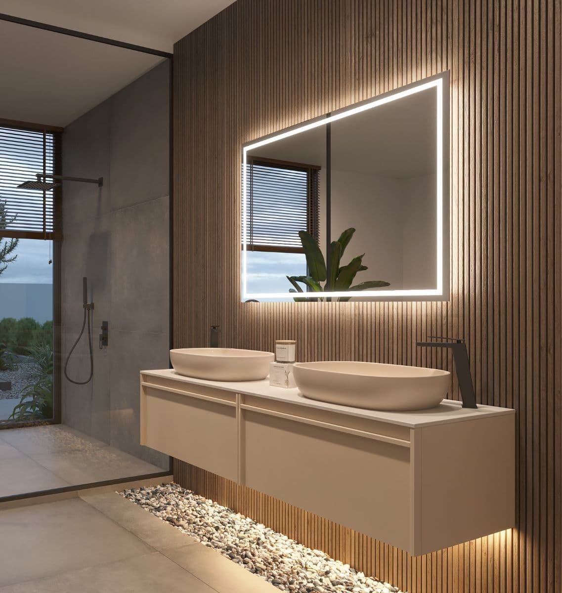 Espejo LED luz retroiluminada con salida frontal modelo FRANCIA - Imagen 2