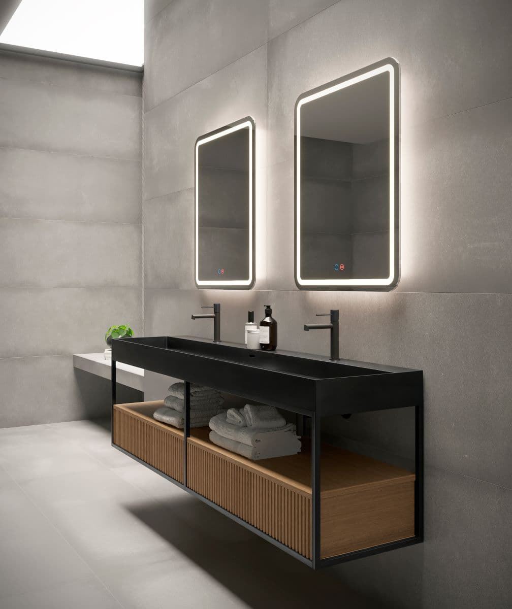 Espejo LED luz retroiluminada con salida frontal modelo GRECIA - Imagen 1