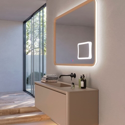 Espejo LED luz retroiluminada y perimetral modelo DUOMO con espejo de aumento cuadrado x3 acabado blanco mate - Imagen 2