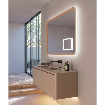 Espejo LED luz retroiluminada y perimetral modelo DUOMO con espejo de aumento cuadrado x3 acabado blanco mate - Imagen 2