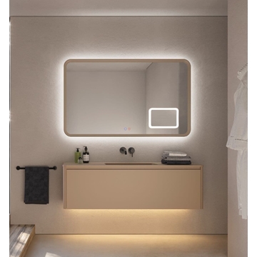 Espejo LED luz retroiluminada y perimetral modelo DUOMO con espejo de aumento cuadrado x3 acabado moka - Imagen 1