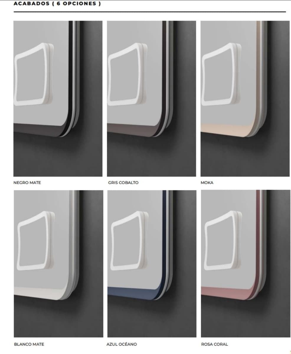 Espejo LED luz retroiluminada y perimetral modelo DUOMO con espejo de aumento cuadrado x3 acabado negro mate - Imagen 3