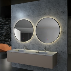 Espejo LED luz retroiluminda modelo FUN 70 cm de diametro acabado negro mate - Imagen 1