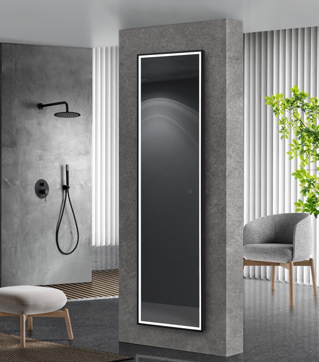 Espejo rectangula LED luz frontal modelo NEW YORK acabado negro mate 40 X 160 CM - Imagen 1