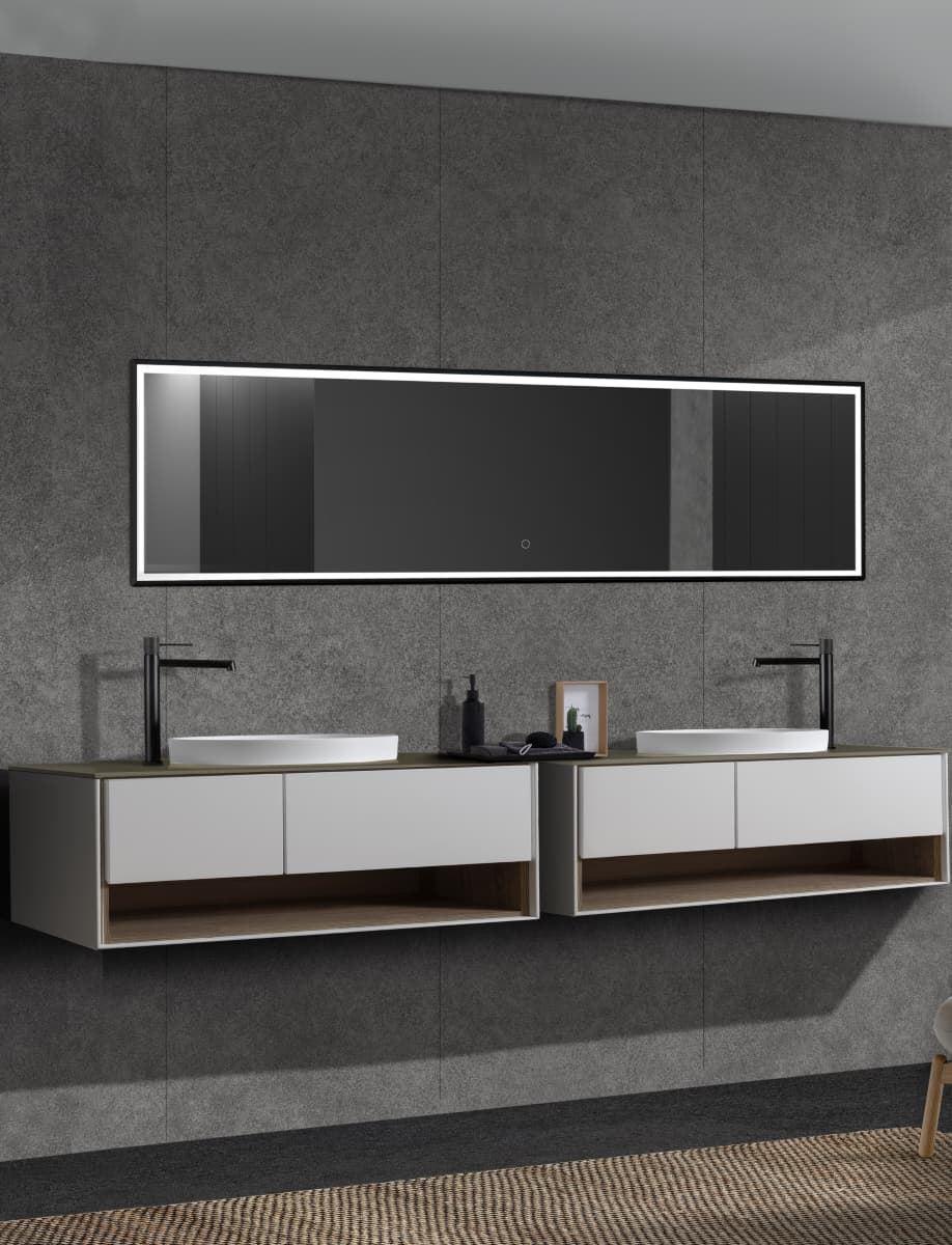 Espejo rectangula LED luz frontal modelo NEW YORK acabado negro mate 40 X 160 CM - Imagen 2