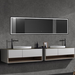 Espejo rectangula LED luz frontal modelo NEW YORK acabado negro mate 40 X 160 CM - Imagen 2