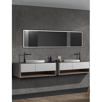 Espejo rectangula LED luz frontal modelo NEW YORK acabado negro mate 40 X 160 CM - Imagen 2