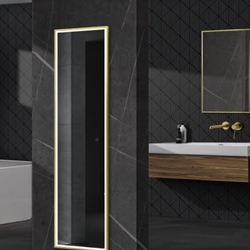 Espejo rectangula LED luz frontal modelo NEW YORK acabado oro cepillado 40 X 160 CM - Imagen 1