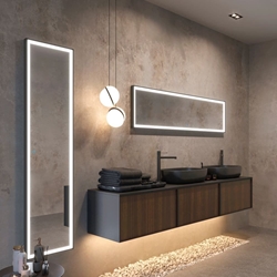 Espejo rectangula LED luz frontal modelo NEW YORK acabado oro cepillado 40 X 160 CM - Imagen 2