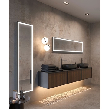 Espejo rectangula LED luz frontal modelo NEW YORK acabado oro rosa cepillado 40 X 160 CM - Imagen 2